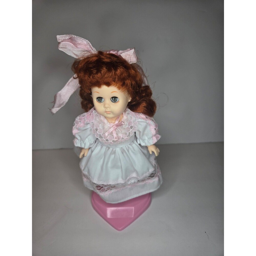 Ginny 8" Vogue Doll Curly Hair White Lacy Dress Pink Ribbon Detail Missing Shoe